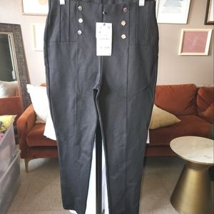 Zara black legging hi-rise with gold buttons size US XL new with tag.